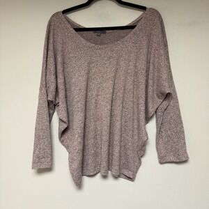 Gyft Knit Top Women Large Mauve Gray Excellent Dolman Sleeve Marled Scoop Neck